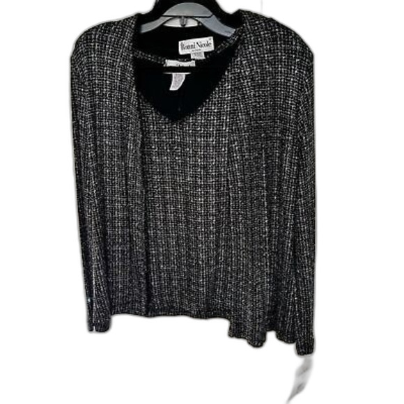 Ronni Nicole Sparkle Top & Cardigan Set Formal Party Black Silver Sz. small NWT - Picture 1 of 9